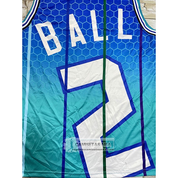 Camiseta Charlotte Hornets LaMelo Ball NO 2 Mitchell & Ness Big Face Verde